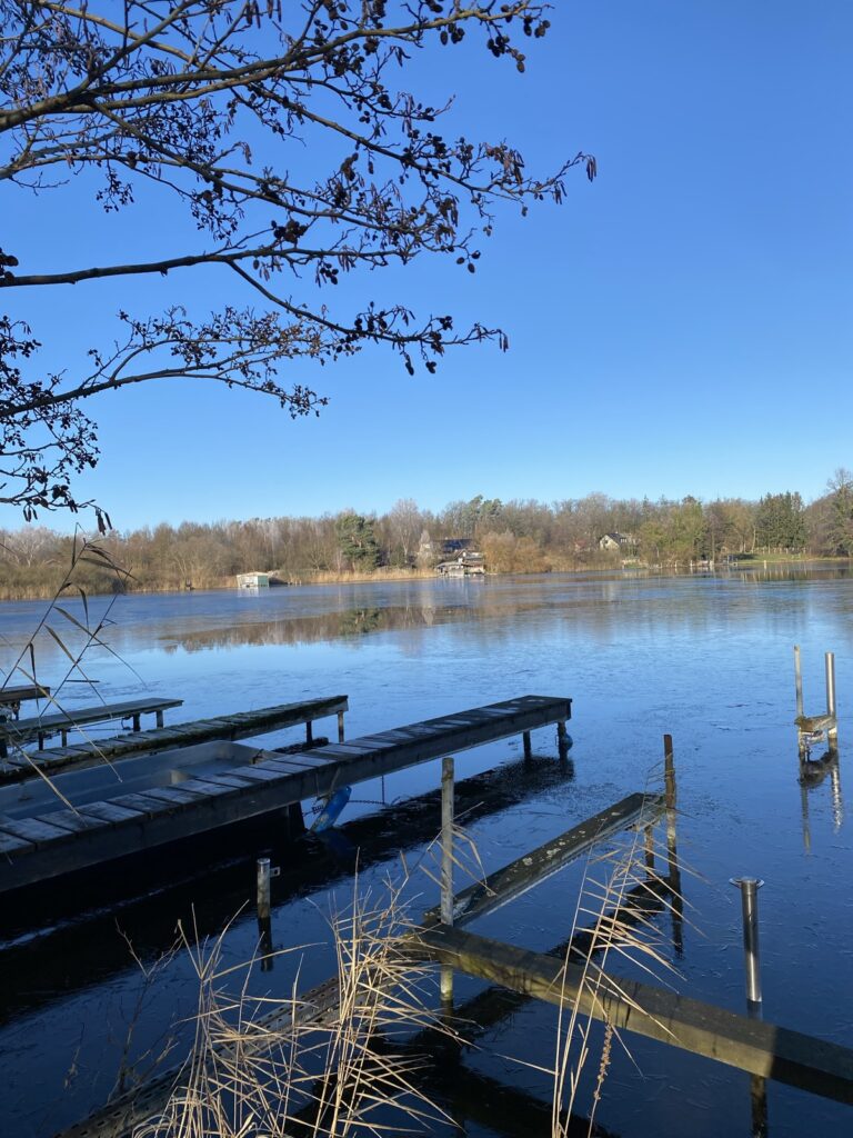 Ruderboot am Steg am Jabelschen See bei Damerow